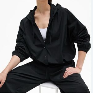 Athleta Drift Poplin Jacket Black Size Large